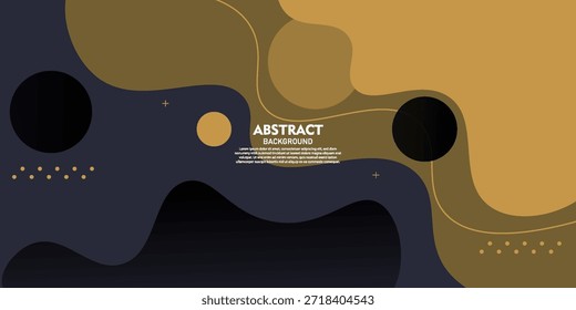 Abstract concept design with yellow wave fluid elements on dark background. Vector eps10.
