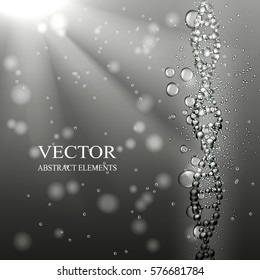 Abstract the concept of DNA. Vector grid under water with air bubbles.