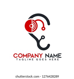 abstract concept of ears and signals, vector design for industry and medicine, logo template vector design illustrations, technology logo and ear health