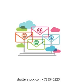 Abstract concept of email communication. Email icon or symbol. Email marketing.