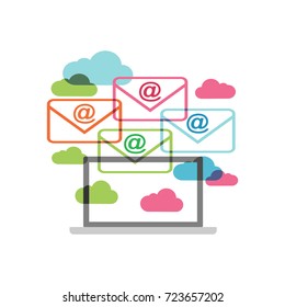 Abstract concept of email communication. Email icon or symbol. Email marketing.