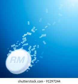 abstract concept of fizzy antidote with malaysian ringgit sign
