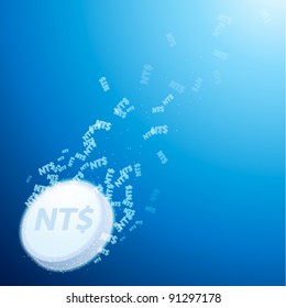 abstract concept of fizzy antidote with new taiwan dollar sign