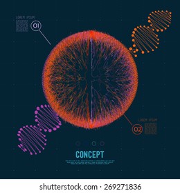 Abstract concept geometric area circle of lines intertwined, the scope of molecules, Round composition of the grid. Color composition vector for your design.