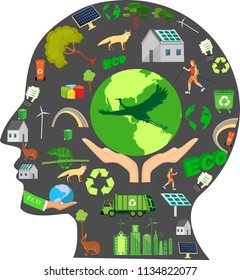 Abstract concept human head vector illustration. Ecology environment theme ilustration