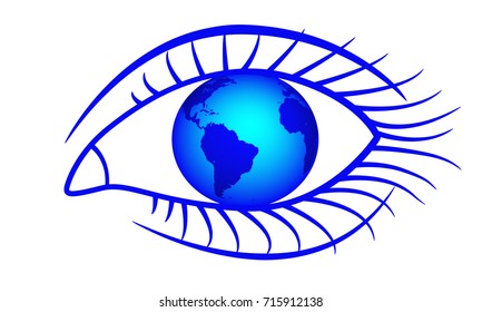 Abstract concept illustration with the globe and eye. Elements of this image furnished by NASA 