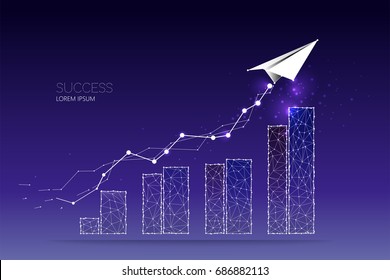 Abstract concept illustration. graph of business.
starry night sky and line dot graphic design. 
concept of growth. - line stroke weight editable