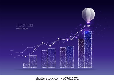 Abstract concept illustration. graph of business.
starry night sky and line dot graphic design. 
concept of growth. - line stroke weight editable