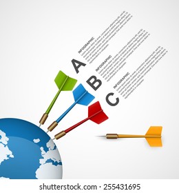 Abstract concept infographic template target with darts. Vector design.