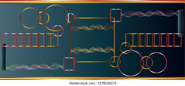 Abstract concept of inter connecting shapes in line artwork.