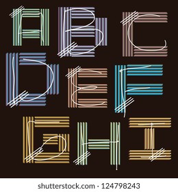 Abstract concept of letters on black background