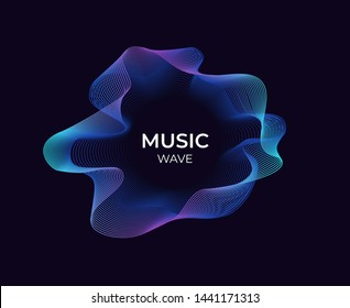 Abstract concept line audio wave design. Minimalistic music player waveform element for album cover, motion design, broadcasting, digital, hud for sound technology. Sound wave bass