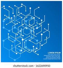 Abstract concept with lines and dots.Hexagons genetic, science vector connection,