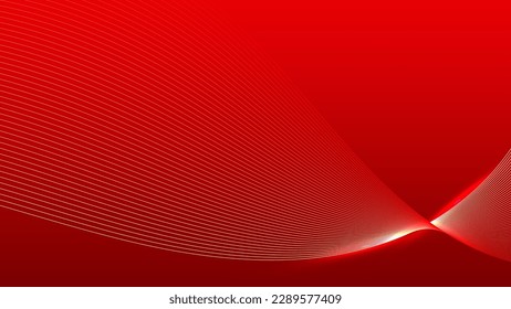 Abstract concept lines wave dynamic particle pattern on red background.Vector graphic illustration.