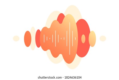 Concepto abstracto, forma líquida, medios digitales. Burbuja de voz, mensaje de voz, nube de frecuencia, grabación de audio. Ilustración moderna en colores de degradado de moda. Archivo vector.