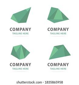 Logo de concepto abstracto de los triángulos aislados de origami verde sobre fondo blanco.Tarjeta de presentación de plantilla creativa, carpeta de elementos de diseño, sobre, banner web.Empresa de identidad de marca.Ilustración de vector