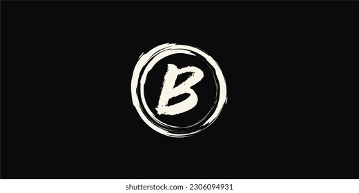 
Abstract concept logo wordmark, splattered alphabet letters and brush in a neat circle