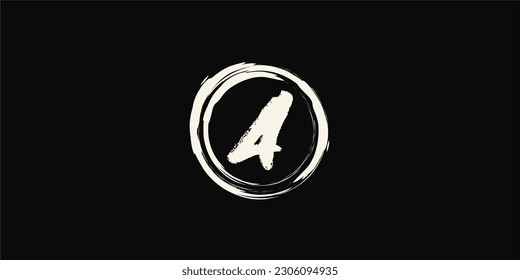 
Símbolo del logo del concepto abstracto, letras del alfabeto salpicado y pincel en un círculo limpio