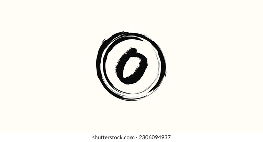 
Abstract concept logo wordmark, splattered alphabet letters and brush in a neat circle
