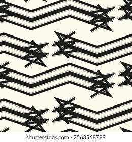 Abstract concept monochrome geometric pattern. Black and white minimal background. Creative illustration template. Seamless stylish texture. For wallpaper, surface, web design, textile, decor.
