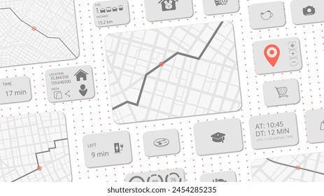 Abstract concept of navigation in city. Smart tourism system with advanced tour navigation capabilities. Travel experiences, incorporating data storage and comprehensive trip analysis. Vector