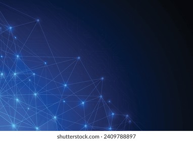 Abstract concept of network technology. Lines and dots connection background. Geometric design. Vector illustration