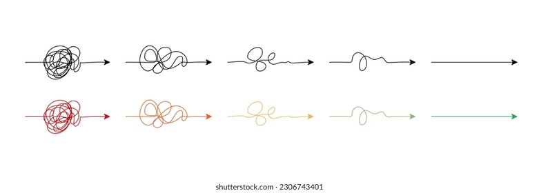 Abstract concept of problem solving. A looped arrow representing an iterative process in which the problem is gradually solved. Creative design, brainstorming. Vector illustration.
