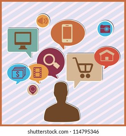 Abstract concept of social media with bubbles - vector illustration