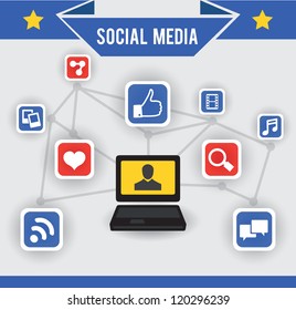 Abstract concept of social media - vector illustration