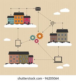 abstract concept of town communication