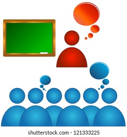 Abstract concept of training of audience with various elements
