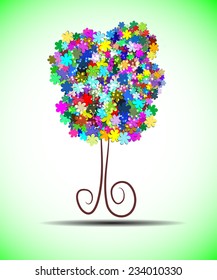 abstract concept tree consists of colors flowers