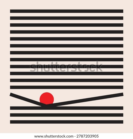 Abstract Concept Vector of Disruption and Individuality with Breaking Lines and Red Sphere.