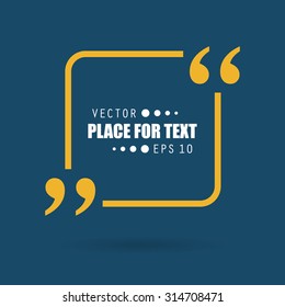 Abstract concept vector empty speech square quote text bubble with commas. For web and mobile app isolated on background, illustration template design, creative presentation, business infographic.