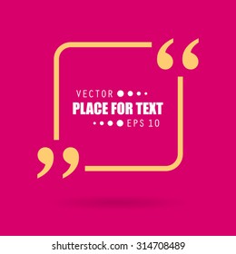 Abstract concept vector empty speech square quote text bubble with commas. For web and mobile app isolated on background, illustration template design, creative presentation, business infographic.