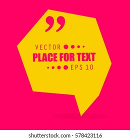 Abstract concept vector empty speech square quote text bubble. For web and mobile app isolated on background, illustration template design, creative presentation, business infographic social media.