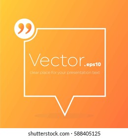 Abstract concept vector empty speech square quote text bubble. For web and mobile app isolated on background, illustration template design, creative presentation, business infographic social media.