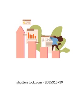 Abstract Concept Vector Illustration. Financial Data Management, Innovation Collaboration Software, Corporate Budget Planning, Data Report. Vector Illustration.