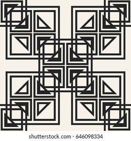 Abstract concept vector monochrome geometric pattern. Black and white minimal background. Creative illustration template. Seamless stylish texture. For wallpaper, surface, web design, textile, decor.