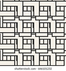 Abstract concept vector monochrome geometric pattern. Black and white minimal background. Creative illustration template. Seamless stylish texture. For wallpaper, surface, web design, textile, decor.