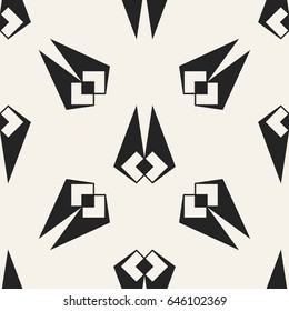 Abstract concept vector monochrome geometric pattern. Black and white minimal background. Creative illustration template. Seamless stylish texture. For wallpaper, surface, web design, textile, decor.