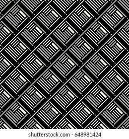 Abstract concept vector monochrome geometric pattern. Black and white minimal background. Creative illustration template. Seamless stylish texture. For wallpaper, surface, web design, textile, decor.