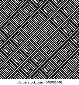 Abstract concept vector monochrome geometric pattern. Black and white minimal background. Creative illustration template. Seamless stylish texture. For wallpaper, surface, web design, textile, decor.