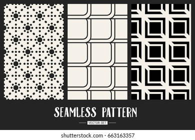 Abstract concept vector monochrome geometric pattern. Black and white minimal background. Creative illustration template. Seamless stylish texture. For wallpaper, surface, web design, textile, decor
