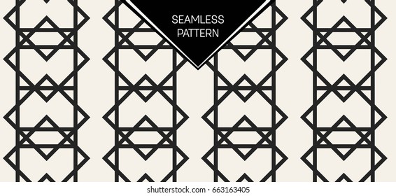 Abstract concept vector monochrome geometric pattern. Black and white minimal background. Creative illustration template. Seamless stylish texture. For wallpaper, surface, web design, textile, decor