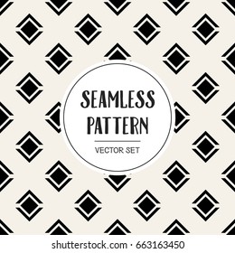 Abstract concept vector monochrome geometric pattern. Black and white minimal background. Creative illustration template. Seamless stylish texture. For wallpaper, surface, web design, textile, decor