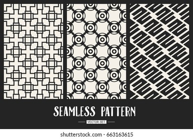 Abstract concept vector monochrome geometric pattern. Black and white minimal background. Creative illustration template. Seamless stylish texture. For wallpaper, surface, web design, textile, decor