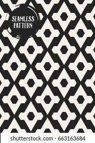 Abstract concept vector monochrome geometric pattern. Black and white minimal background. Creative illustration template. Seamless stylish texture. For wallpaper, surface, web design, textile, decor