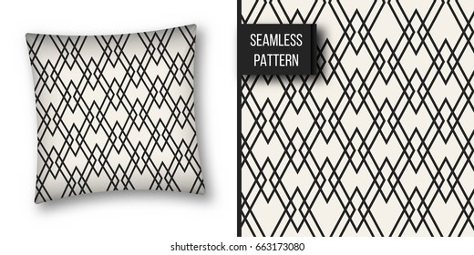 Abstract concept vector monochrome geometric pattern. Black and white minimal background. Creative illustration template. Seamless stylish texture. For wallpaper, surface, web design, textile, decor