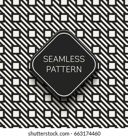 Abstract concept vector monochrome geometric pattern. Black and white minimal background. Creative illustration template. Seamless stylish texture. For wallpaper, surface, web design, textile, decor